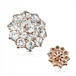 Embout microdermal  fleur cuivre pave de zirconiums