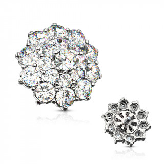 Embout microdermal  fleur pave de zirconiums