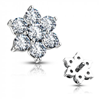 Embout microdermal fleur strass - Clair