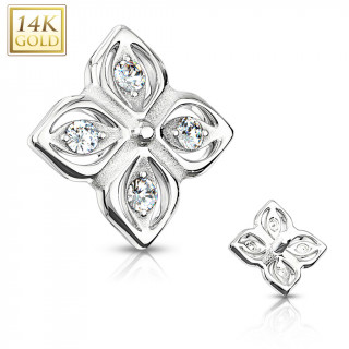 Embout microdermal fleur trfle en or blanc 14 carats