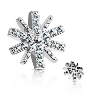 Embout microdermal flocon de neige strass - Gris