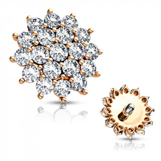 Embout microdermal soleil pavé de strass - Cuivré