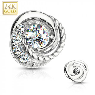 Embout microdermal spirale en or blanc 14 carats