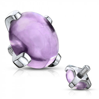 Embout piercing  Amethyste griffe (pour tige filetage interne)