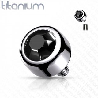 Embout piercing Titane G23 à cristal (filetage interne) - Noir