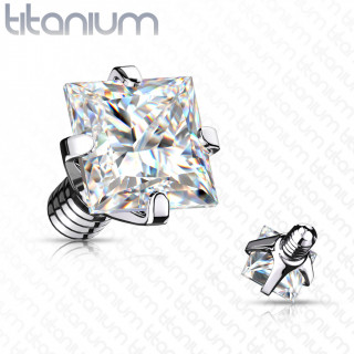 Embout piercing Titane G23 serti Zirconium carré (pour tige filetage interne)