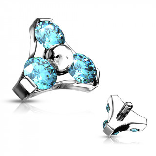 Embout piercing à triade zirconium (filetage interne) - Bleu aqua