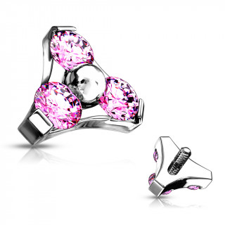 Embout piercing à triade zirconium (filetage interne) - Rose