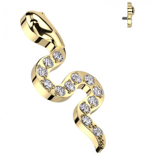 Embout Serpent chic en Titane doré à zirconiums (pour filetage interne)