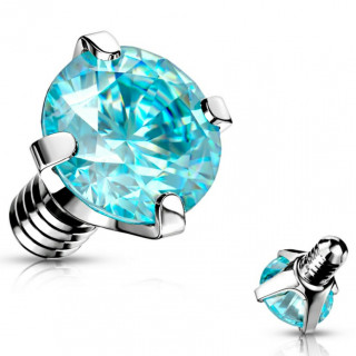 Embout strass Bleu aqua en acier pour piercing (pour tige filetage interne)