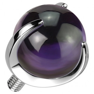 Embout Titane en pierre d'Amethyste pour tige de piercing  filetage interne