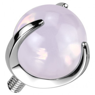 Embout Titane en pierre d'Opalite rose pour tige de piercing  filetage interne