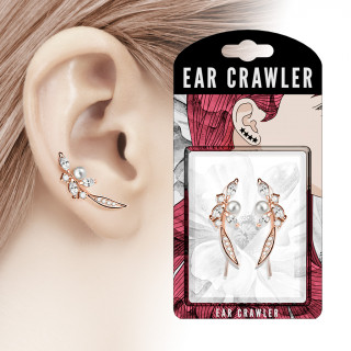 Epingles d'oreilles à plume design cuivrée perlée