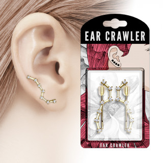 Epingles d'oreilles dorées style constellation à strass