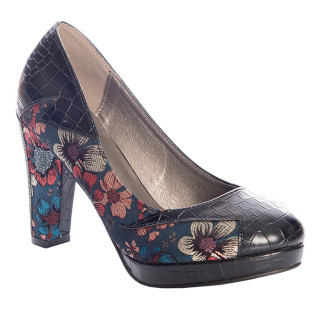 Escarpins r�tro fleuris et imitation croco - Banned