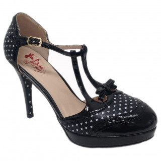 Escarpins rockabilly noirs à pois blancs - Banned