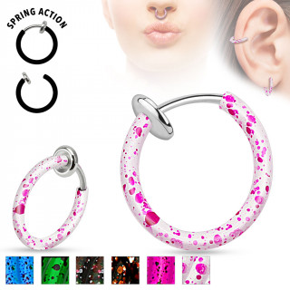 Faux piercing anneau oreille ou nez (sans perage)  motif claboussures