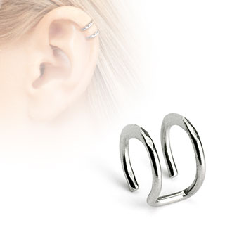 Faux piercing cartilage argent  deux anneaux ouverts