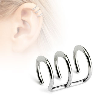 Faux piercing cartilage argent  trois anneaux ouverts