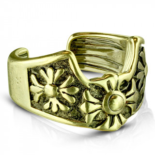 Faux piercing cartilage à croix fleur de lys - Bronze