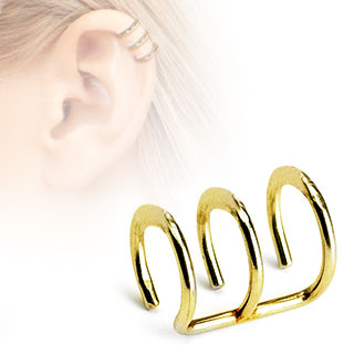 Faux piercing cartilage dor  trois anneaux ouverts