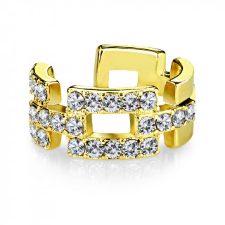 Faux piercing cartilage oreille style chaine pavée de strass - Doré