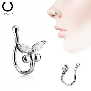 Faux piercing nez  papillon serti