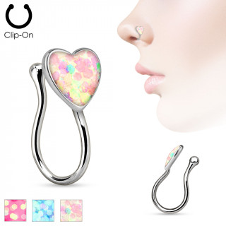 Faux piercing nez en laiton  coeur scintillant