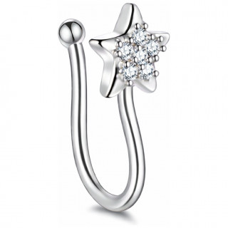 Faux piercing nez narine argent� � �toile strass