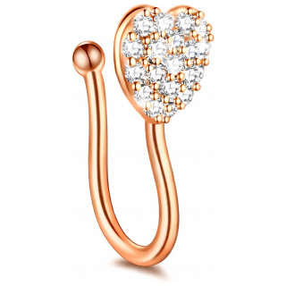 Faux piercing nez narine cuivr� � coeur strass �tincelant