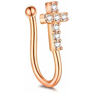Faux piercing nez narine cuivr� � croix strass