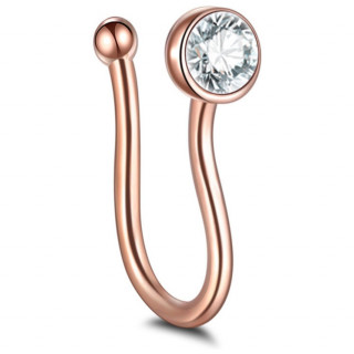Faux piercing nez narine cuivr� � demi-sph�re sertie zirconium