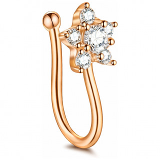 Faux piercing nez narine cuivr� � fleur strass