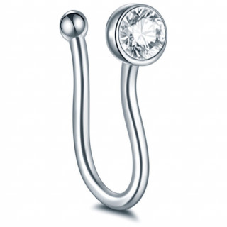 Faux piercing nez narine � demi-sph�re sertie zirconium