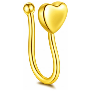 Faux piercing nez narine dor� � coeur relief