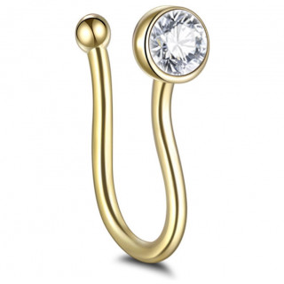 Faux piercing nez narine dor� � demi-sph�re sertie zirconium