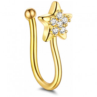 Faux piercing nez narine dor� � �toile strass