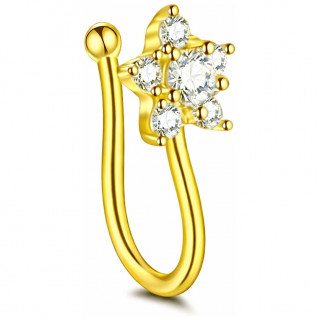 Faux piercing nez narine dor� � fleur strass