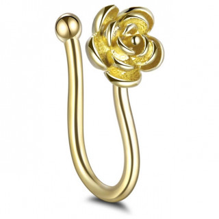 Faux piercing nez narine dor� � rose deploy�e