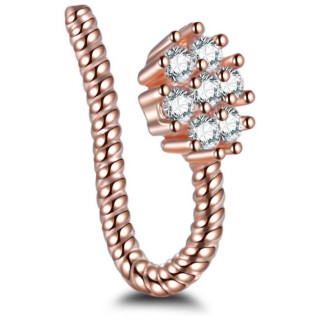 Faux piercing nez narine torsad� cuivr� � fleur strass