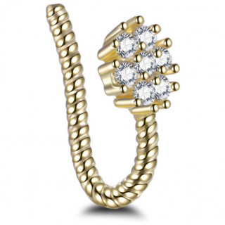Faux piercing nez narine torsad� dor� � fleur strass