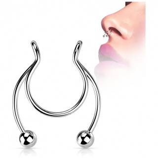 Faux piercing nez septum en acier Argent