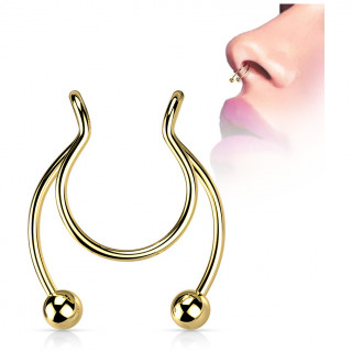 Faux piercing nez septum en acier Dor