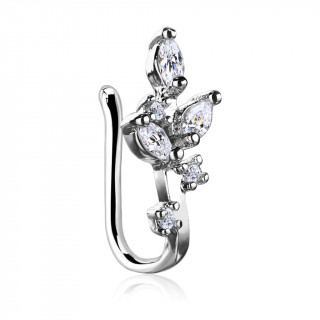 Faux piercing nez à vigne de zirconiums