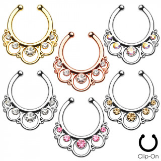 Faux piercing septum  anneaux sertis