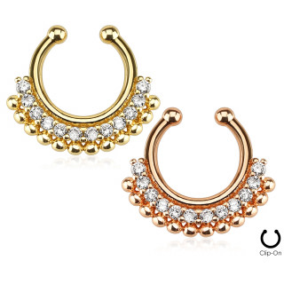 Faux piercing septum  arc de pierres et perles