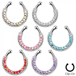 Faux piercing septum  arc perl pav de pierres