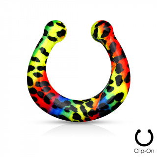 Faux piercing septum  motif arc en ciel tachet