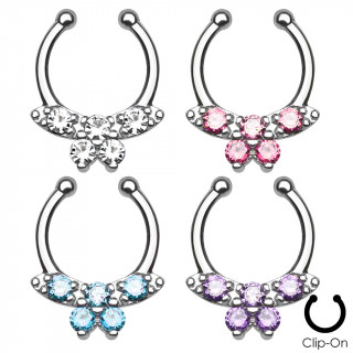 Faux piercing septum  papillon de pierres stylis