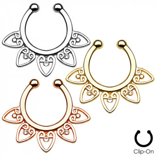 Faux piercing septum à pétales tribaux